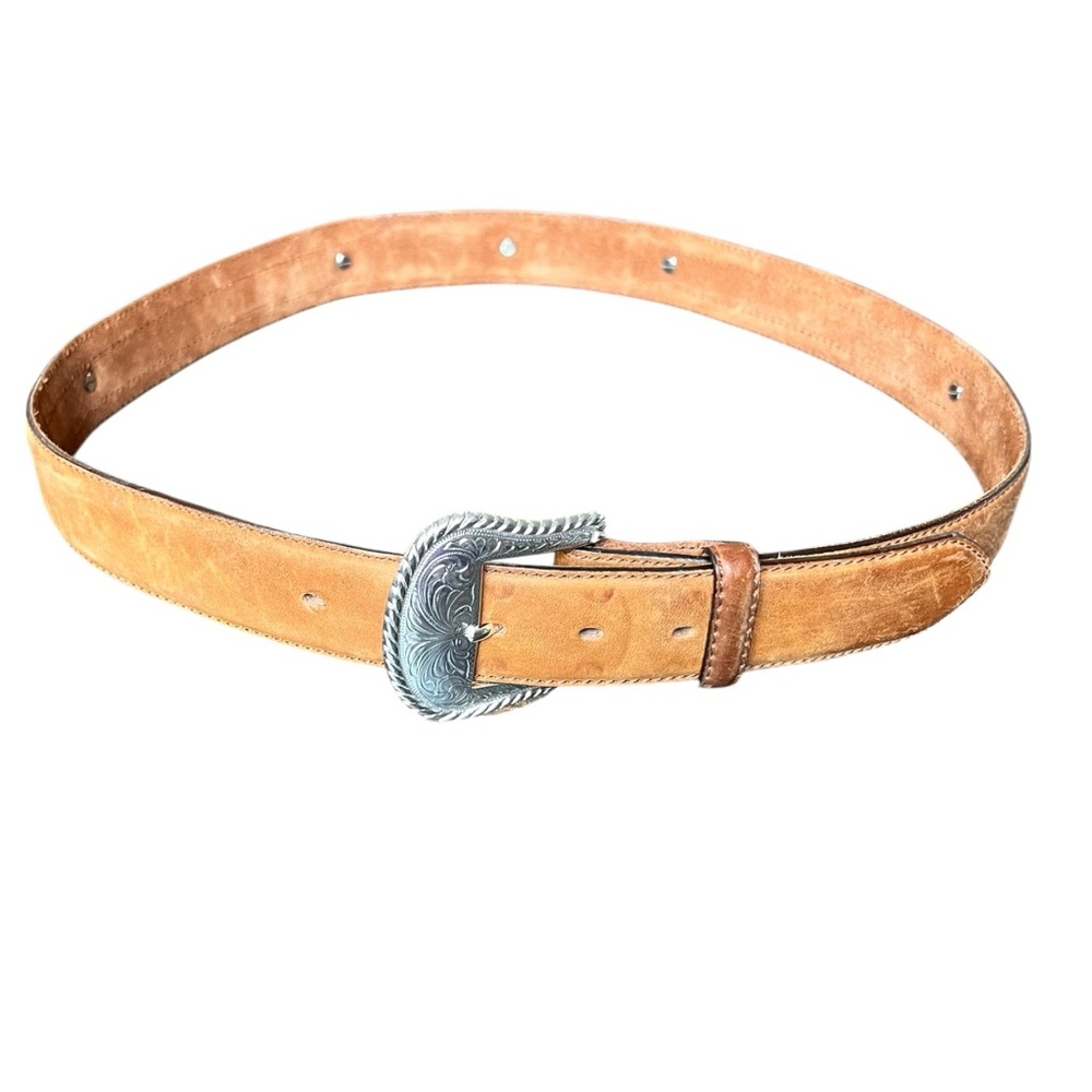 Vintage Tony Lama Leather Western Concho Belt Hair On Hide Cowboy Size 38